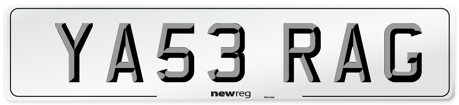 YA53 RAG Number Plate from New Reg